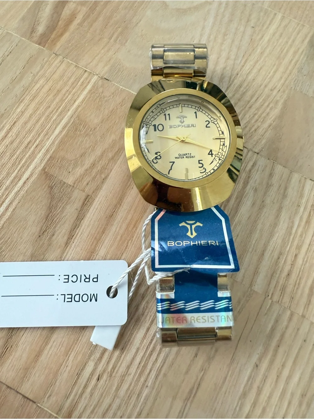 Bophieri mens gold tone watch NEW BATTERY